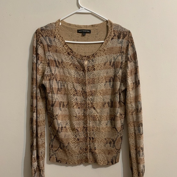 Express Cardigan Brown and Tan Patterned Cardigan - Picture 10 of 10